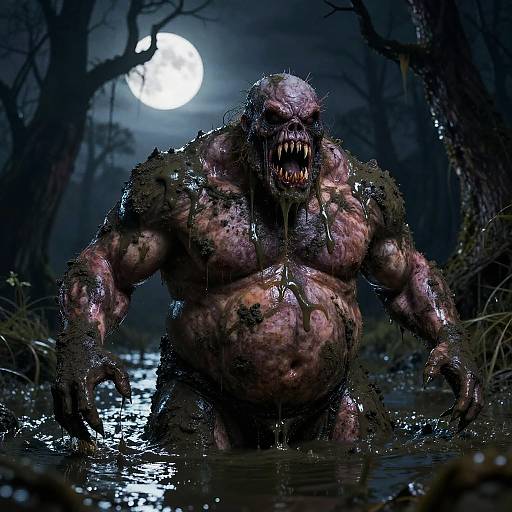 Monstrous Swamp Creature at Night
