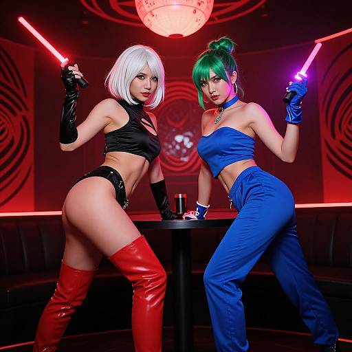 Neon Nightclub Sexy Female Dancers