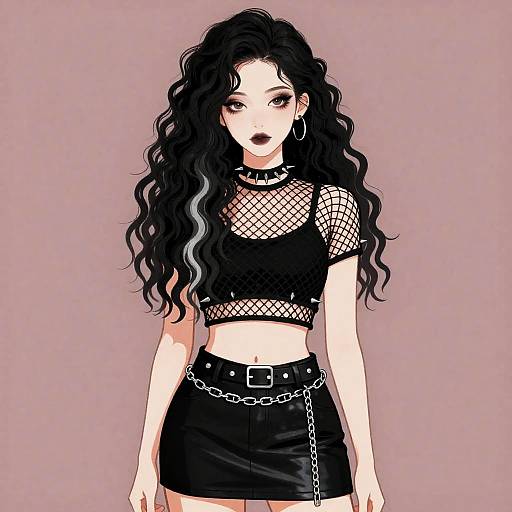 Gothic Punk Anime Girl Portrait