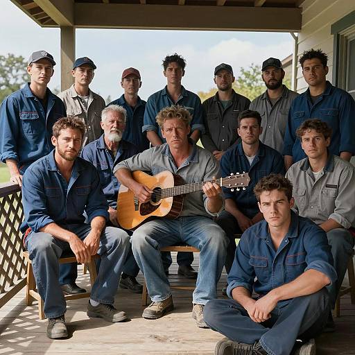 Men Gathered on a Sunlit Porch