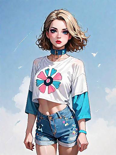 Casual Comic-Style Blonde Woman Portrait