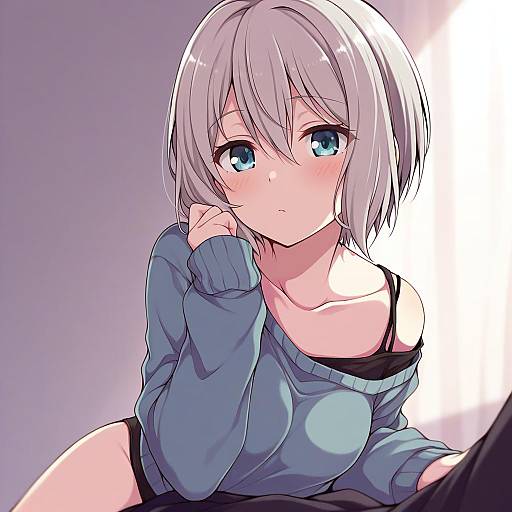 Illustration of Aoba moca, bang dream! in the style of Yuuta (monochrome)