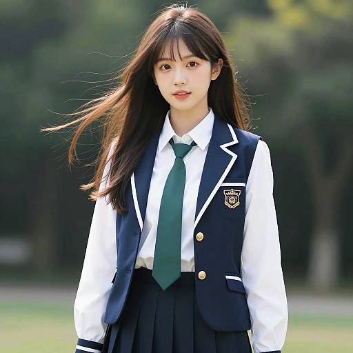 Woman in School Uniform — Anime Portrait