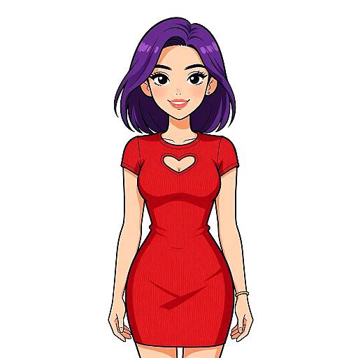 Smiling Woman in Vibrant Red Dress