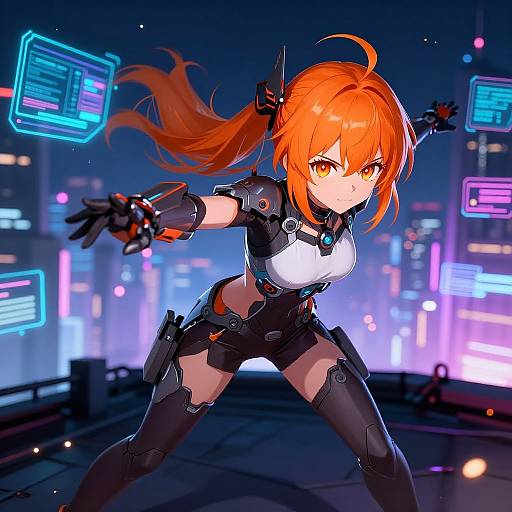 Cyberpunk Anime Girl in Action