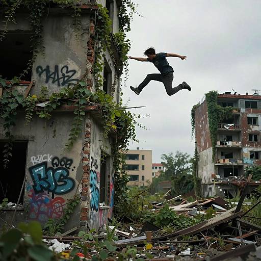 Parkour Leap in Post-Apocalyptic City