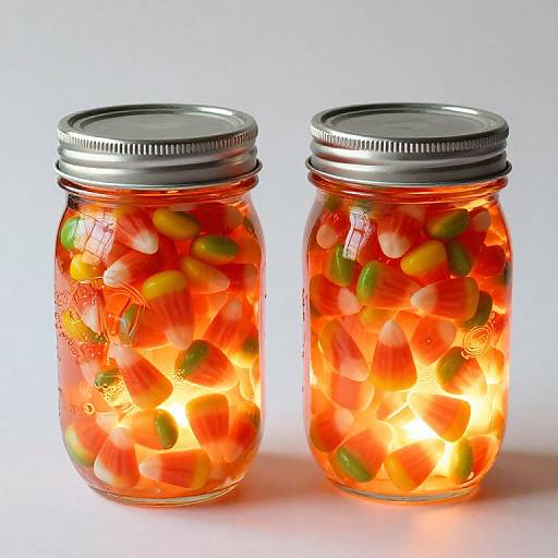 Glowing Mason Jars with Candy Corn