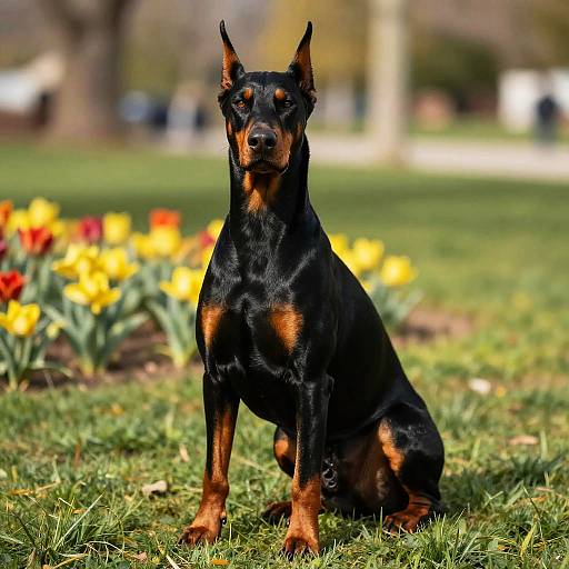 Doberman-Dachshund Hybrid in Park