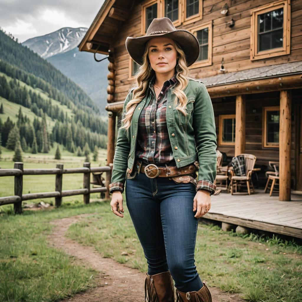 Rustic Curvy Cowgirl in Western Wear