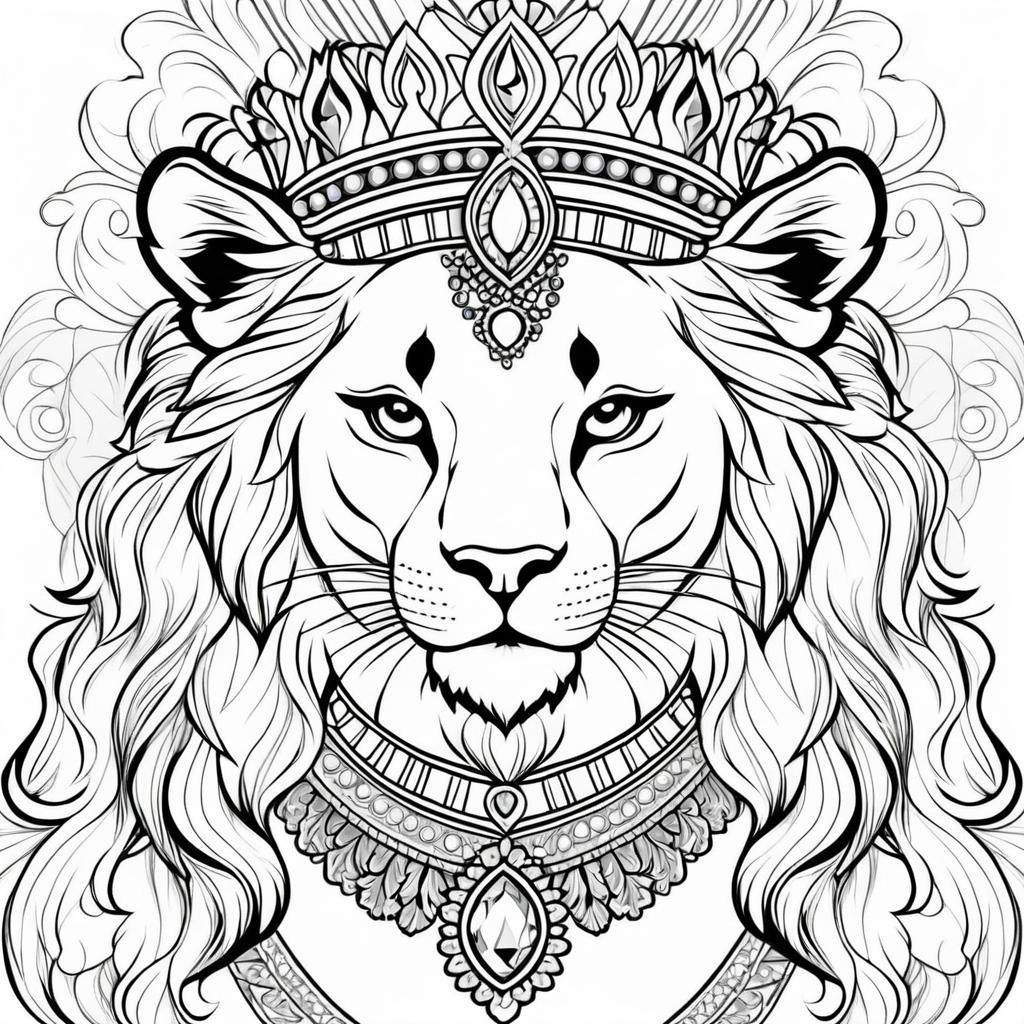 Regal Lioness Crown Coloring Page