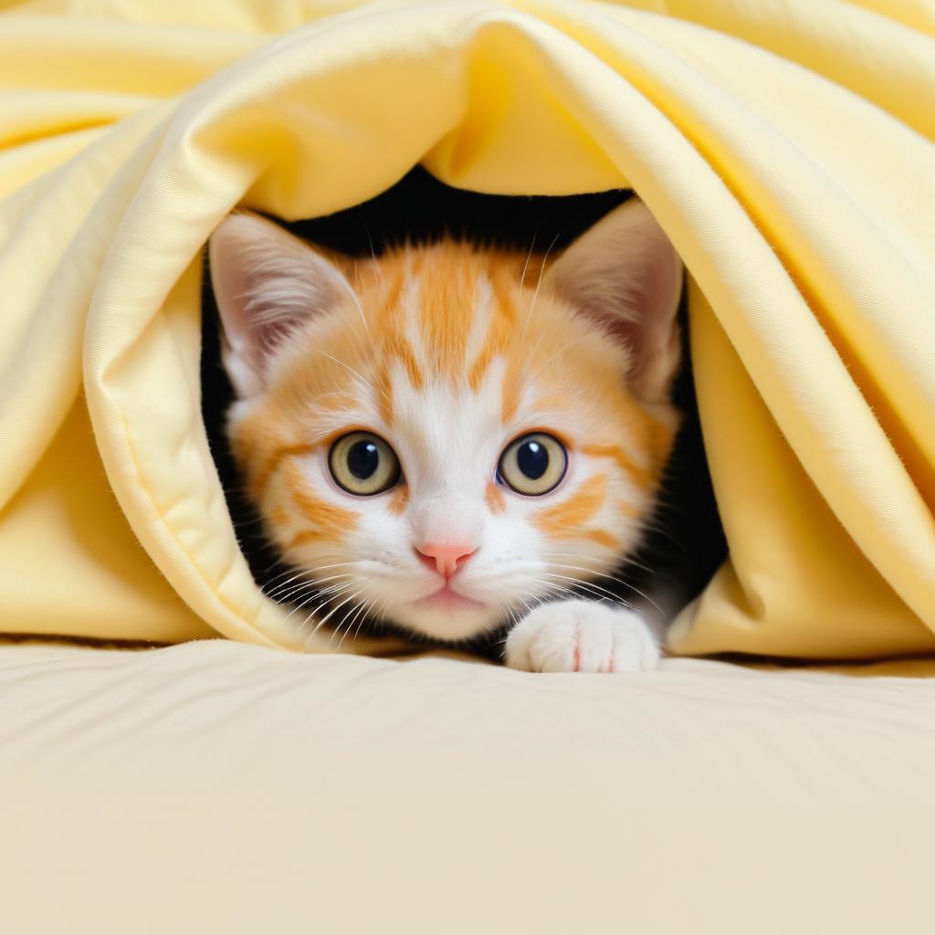 Curious Kitten Under the Covers