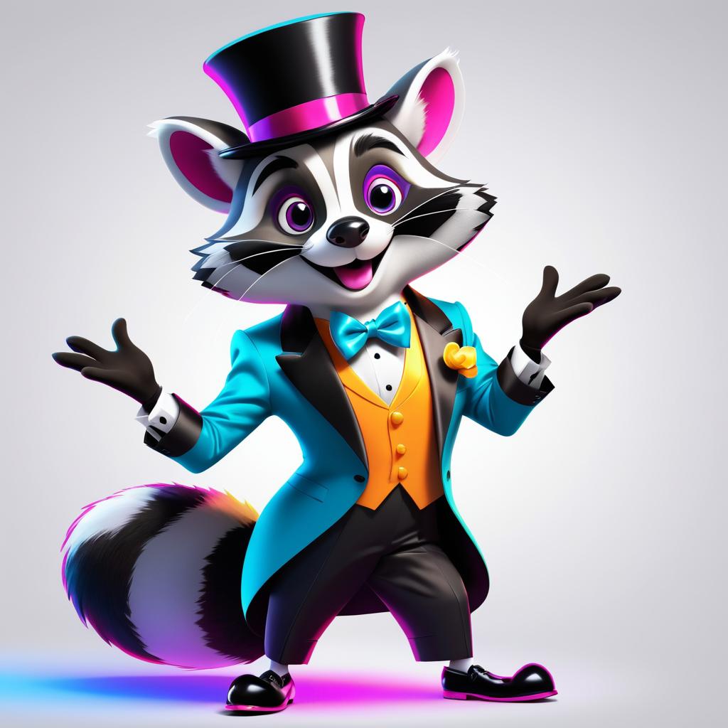 Whimsical Dapper Raccoon Character Art