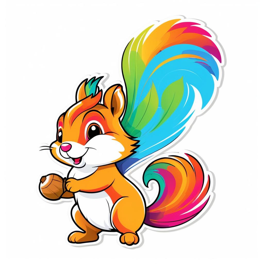 Playful Squirrel Sticker Design Artwork