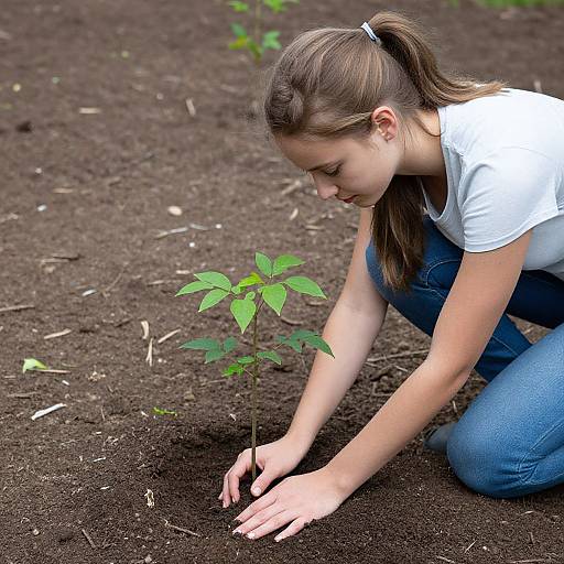 Nurturing Growth: Woman and Tree