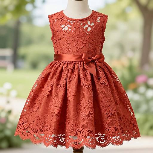 Rustic Coral Lace Flower Girl Dress