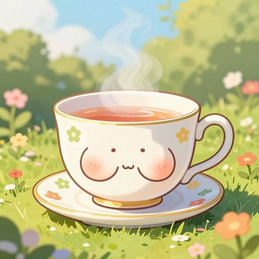 Whimsical Cartoon Boobs Tea Cup