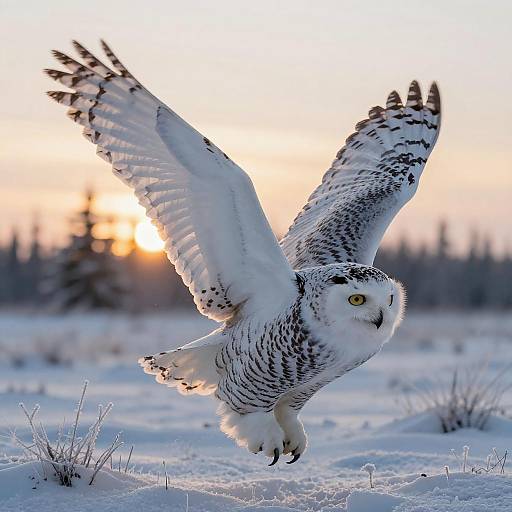 Cinematic Snowy Owl in Flight