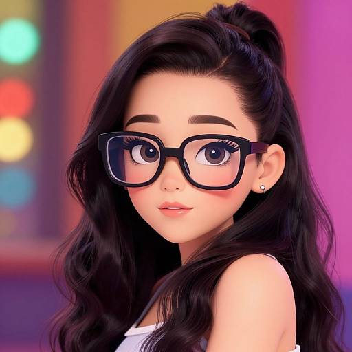 Realistic Cute Woman with Nerd Glasses