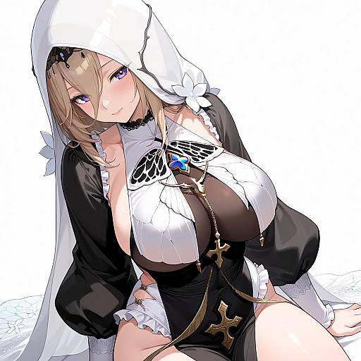 Blue-Eyed Nun Wearing Aponia Outfit