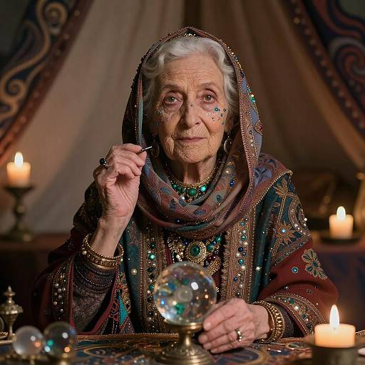 Mystical Elderly Fortune Teller Portrait