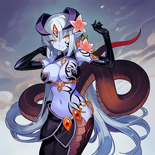 Illustration of Alipheese fateburn xvi, mon-musu quest! in the style of Softmode