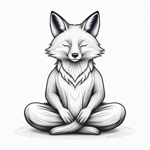 Meditative Fox in Sketch Style
