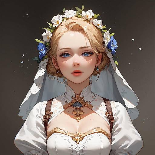 Judging Medieval Lady on Floral Parchment