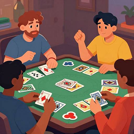 Vibrant Illustrated Euchre Game Scene