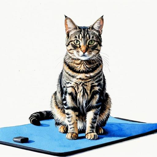 Watercolor Tabby Cat on Yoga Mat