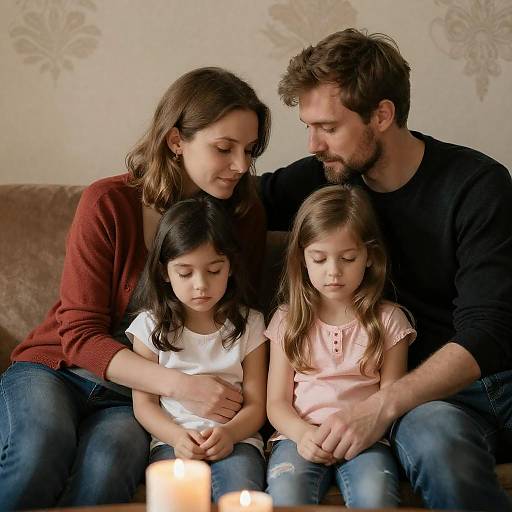 Warm Family Portrait on Couch