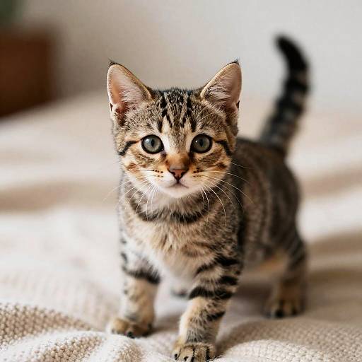 Playful Striped Tabby Kitten Close-Up