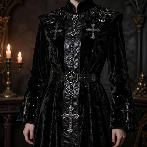 Gothic Robe in Candlelit Crypt