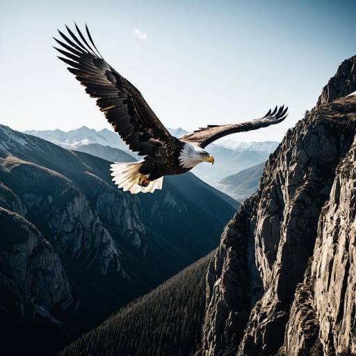 Majestic Eagle Soaring Above Mountain Cliff