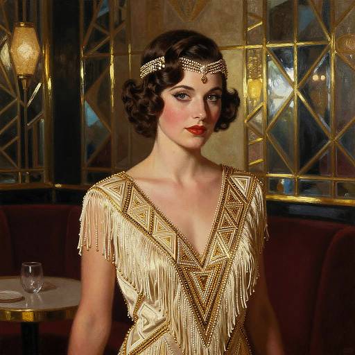 1920s Flapper Portrait in Art Deco Lounge