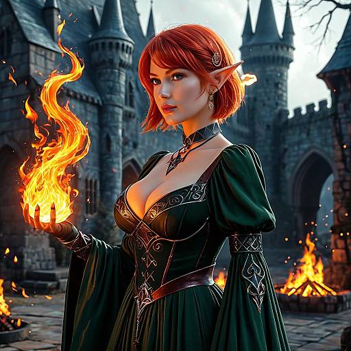 Elf Mage Casting Fire Magic