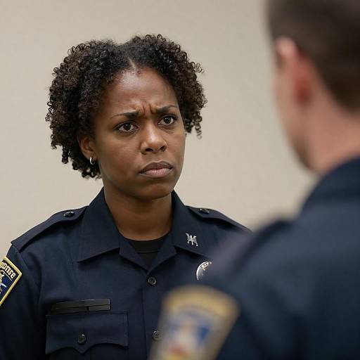 Serious Encounter in Blue Uniform