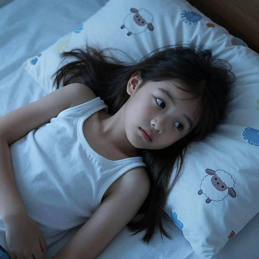 Dreamy Girl in Colorful Bedding