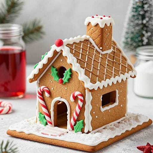 Festive Gingerbread House with Holiday Decor