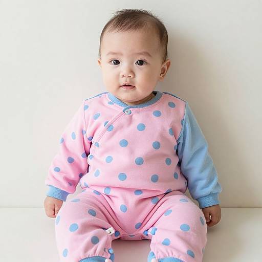 Baby in Pink and Blue Polka Dots