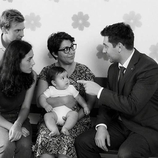 Family Moment in Black-and-White