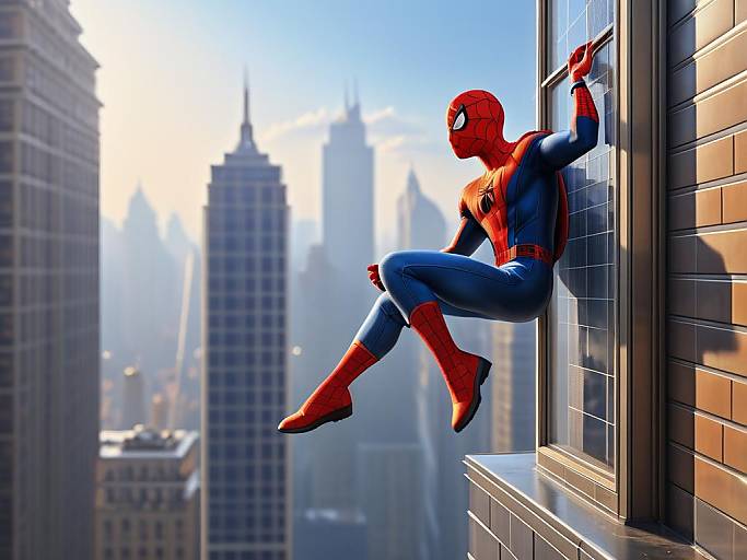 Spider-Man Washing Windows in Overalls