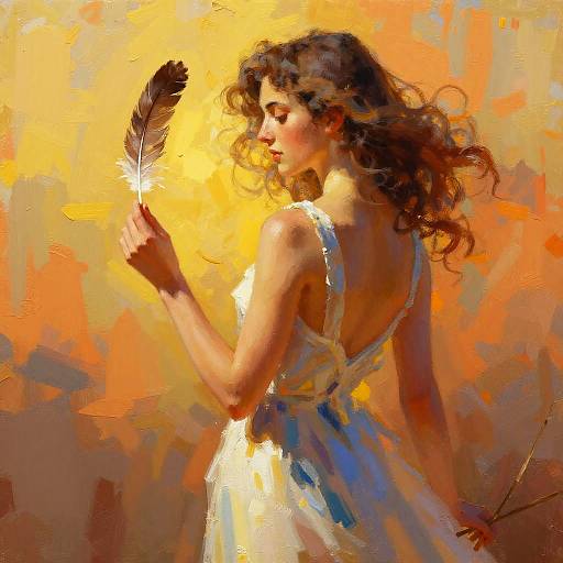 Impressionistic Woman with Feather