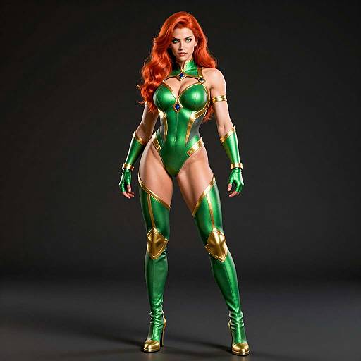 Confident Heroine in Green and Gold