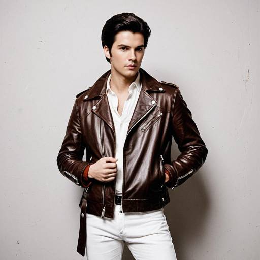 Young Man in Brown Leather Jacket and White Shirt