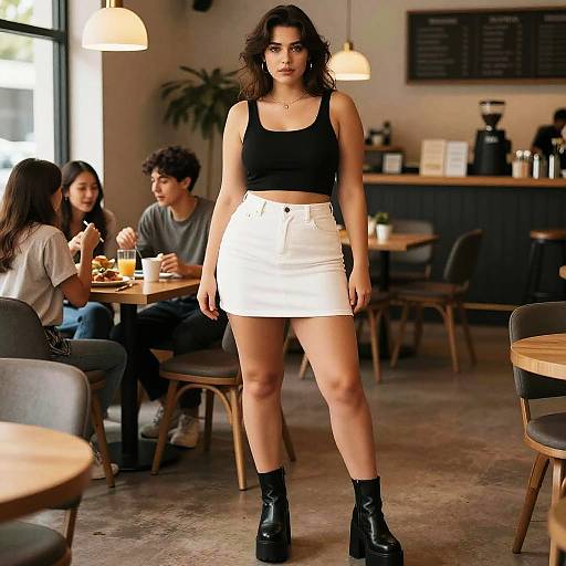 Curvy Woman in Cozy Cafe Style
