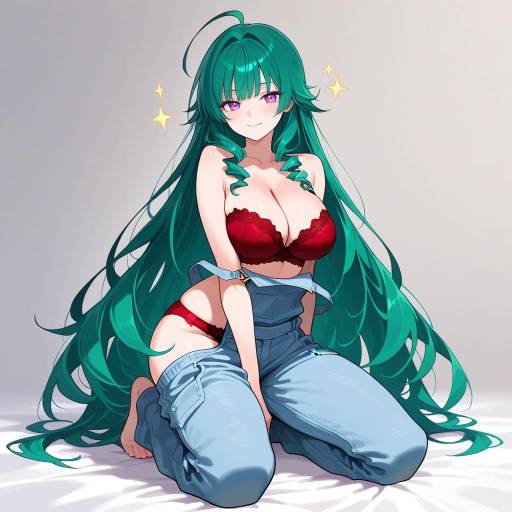 Bold Teenage Girl with Emerald Hair Bold Teenage Girl with Emerald Hair