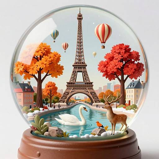 Whimsical Eiffel Tower Snow Globe