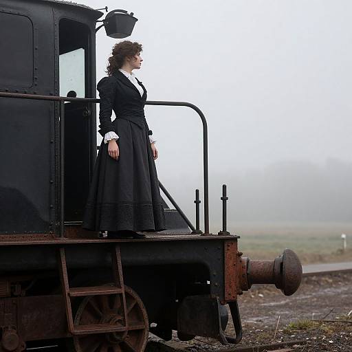 Victorian Woman by Rusting Locomotive