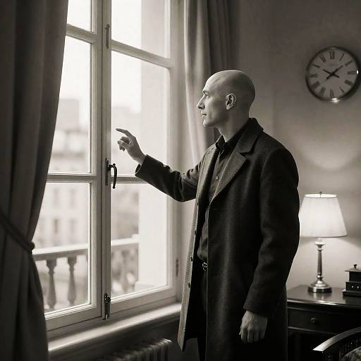 Bald Man Gazing at Cityscape