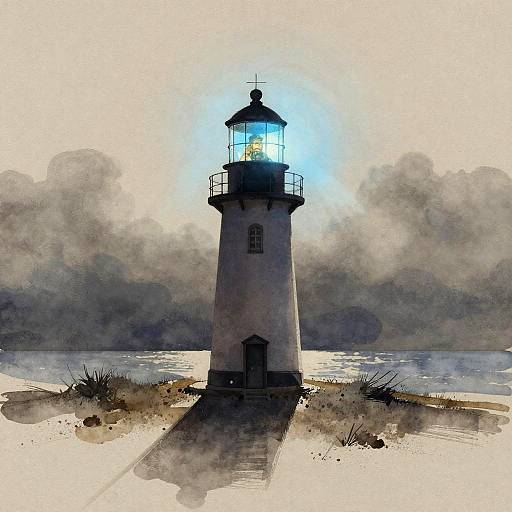 Tranquil Stormy Coastal Lighthouse Scene
